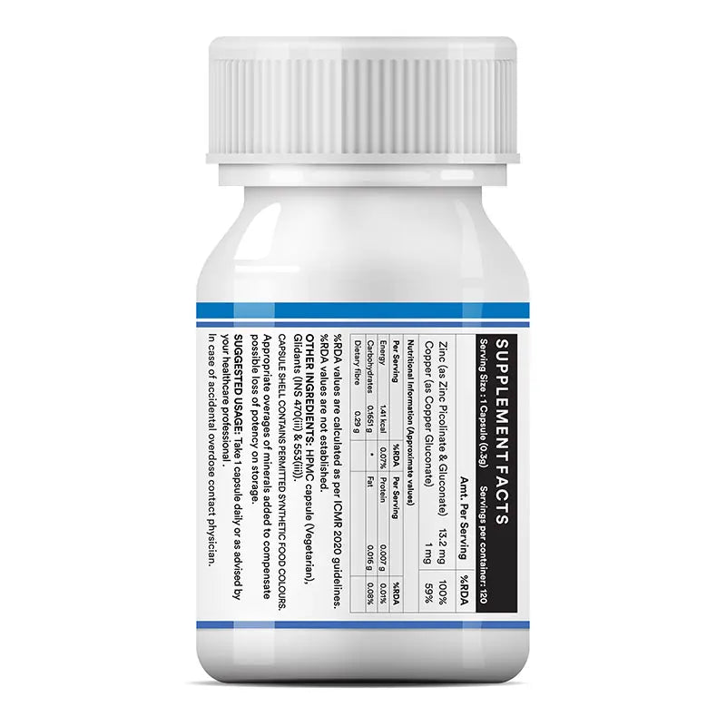 Inlife Zinc Supplements, Chelated Zinc Complex | Men & Women | 120 Veg. Capsules (met Koper Gluconate)